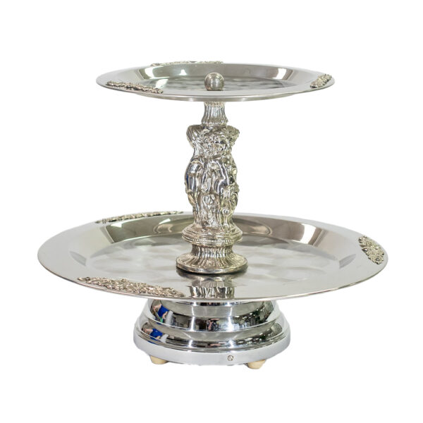 Silver Ornate Dessert Stand - 2-Tier, Cherub